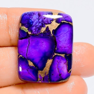 Cabochon di turchese viola naturale di rame, a forma di cabochon, pietra preziosa per la creazione di gioielli, 34 ct, 27 x 21 x 5 mm (pietra come da immagine).