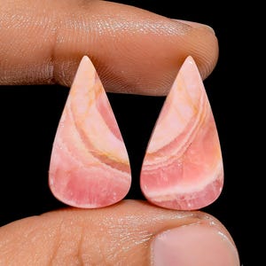 Coppia di pietre preziose sciolte a forma di pera di rodocrosite naturale per realizzare orecchini da 24 carati, 21X11X3 mm (coppia come da foto)
