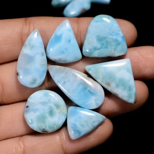 Lote de pedras preciosas Larimar naturais, lote de 10 peças, 15X10 26X12 mm mm Tamanho 125 quilates Forma mista Larimar Cabochão Lote Larimar Pedras Larimar como imagem