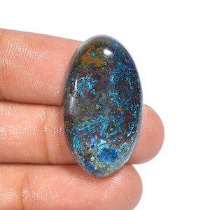 Pedras preciosas de azurita natural, cabochão de azurita, formato oval, pedras de azurita, 30x17x7 mm, 35 quilates, pedras de azurita (azurita como imagem