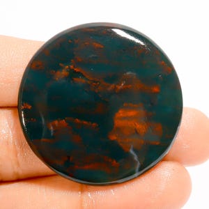 Cabochon en pierre de sang naturelle de forme ronde, pierre précieuse en vrac pour la fabrication de bijoux, 57 carats 36X36X5 mm (Pierre comme sur la photo)