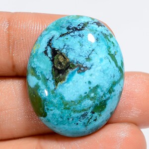 Cabochon de forme ovale en turquoise tibétaine naturelle, pierre précieuse en vrac pour la fabrication de bijoux, poids 32 carats, taille 27X21X6 mm (pierre comme sur l'image)