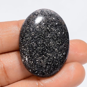 Natürlicher schwarzer Sonnenstein Oval Form Cabochon Lose Edelstein für die Herstellung von Schmuck 45 Ct. 34X24X5 mm (Stein wie Abbildung)