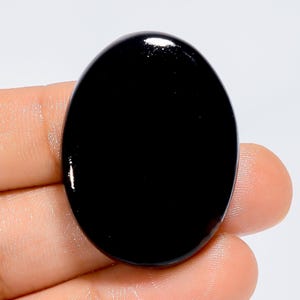 Cabochon de forme ovale en tourmaline noire naturelle, Pierres précieuses en vrac pour la fabrication de bijoux 78 Ct. 33 x 25 x 6 mm (pierre comme sur l'image