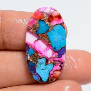 Pietra preziosa sciolta cabochon ovale turchese ostrica naturale per la creazione di gioielli, peso 18 carati, dimensioni 27X14X3 mm (pietra come da foto)