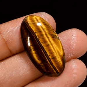 Occhio di tigre naturale cabochon di forma ovale, cristallo occhio di tigre, cristallo marrone, 30 x 16 x 6 mm, pietra occhio di tigre da 23 carati (occhio di tigre come immagine