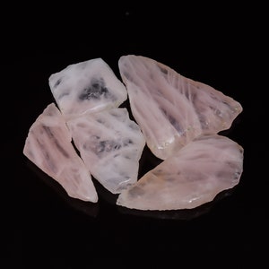 Natural Rose Quartz Slice Lot 5 Pieces Rose Quartz Rough Slice Lot 24X22 44X36 mm Size Uneven Shape Pink Quartz Raw Slabs( Slabs as picture