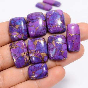 Pietra preziosa cabochon a forma di raggiera turchese viola naturale, lotto da 10 pezzi per realizzare gioielli, peso 96 carati, dimensioni 14X10 21 x 9 mm