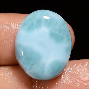 Larimar naturale, pietra preziosa sfusa, forma ovale, cabochon, pectolite, pietra preziosa per la creazione di gioielli, 20 carati, 19 x 15 x 6 mm (pietra come da foto).