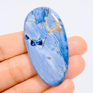 Piedra preciosa suelta de pietersita natural en forma de huevo, cabujón, para joyería, 57 quilates, 50 x 25 x 4 mm (piedra como en la imagen)