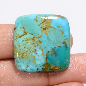 Natuurlijke Kingman-turkoois cabochon, hemelsblauw turkoois kristal, kussenvorm Kingman-turkoois edelsteen, maat 25 x 25 x 5 mm, gewicht 26 karaat
