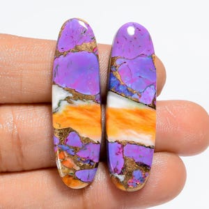 Natürliche Auster Türkis Oval Form Cabochon Lose Edelstein-Paar für Ohrringe Gewicht 39 Karat Größe 39X11X4mm