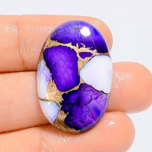 Cabochon ovale in turchese naturale viola rosa bianco bufalo rame pietra preziosa sciolta per la creazione di gioielli 23 carati 29X19X5 mm (pietra come da immagine)