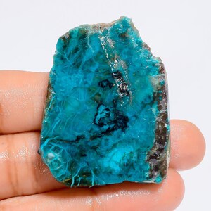 Crisocolla naturale a forma di fetta grezza, pietra preziosa sciolta per la creazione di gioielli, 86 carati, 42 x 32 x 5 mm (fetta come da immagine)