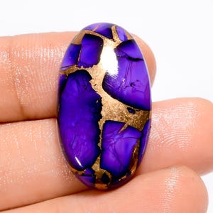Natürliche Lila Kupfer Türkis Oval Form Cabochon Lose Edelstein für die Herstellung von Schmuck 26 Ct 28X16X5mm (Stein als Abbildung)