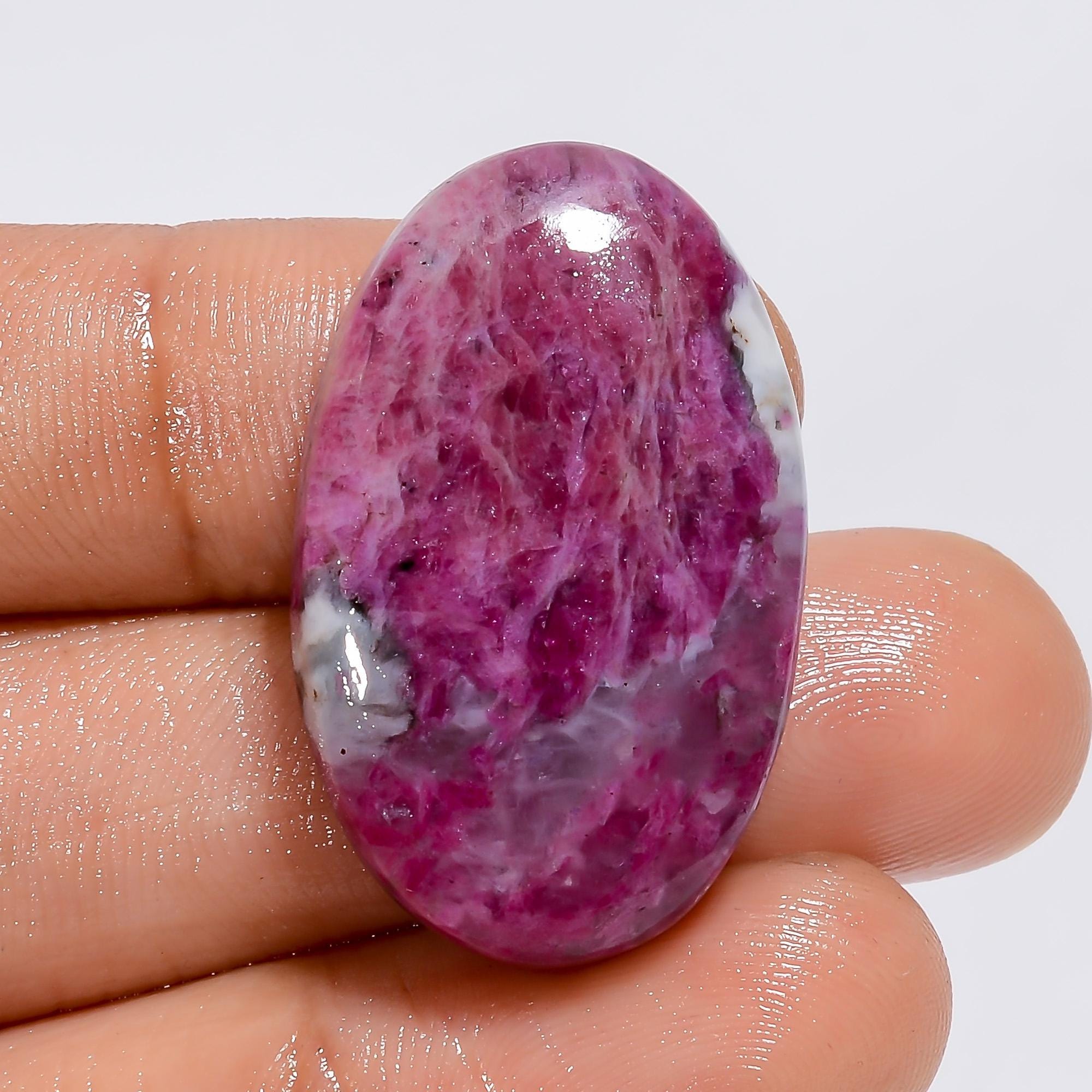 Pink Ruby Cabochon: Polished Oval Gemstone (30x19x7mm) - Etsy