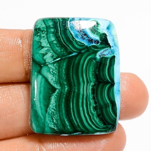Cabochon di malachite naturale crisocolla a forma di raggiera, pietra preziosa per la creazione di gioielli, 73 carati, dimensioni 32 x 24 x 7 mm (malachite come da foto).
