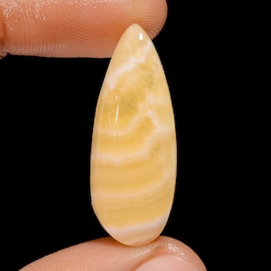 Natürlicher Gelber Spitze Achat Edelstein Gelb Cabochon Tropfenform 33X12X7 mm 25 Karat Birnenform Stein Gelber Spitze Achat ( Steine als Bild