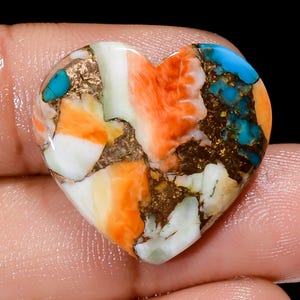 Cabochon naturale a forma di cuore di turchese ostrica, pietra preziosa sciolta per la creazione di gioielli, 17 carati, 22 x 23 x 4 mm (pietra come da foto)