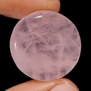 Pietra preziosa di quarzo rosa naturale, quarzo rosa cabochon, quarzo rosa rotondo, pietra rosa, dimensioni 25 x 25 x 6 mm, quarzo rosa 35 carati (quarzo rosa come immagine