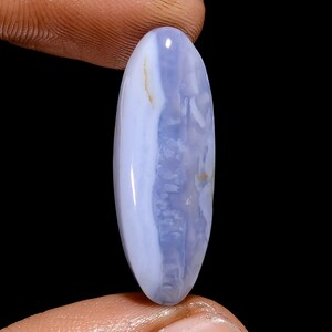 Agata di pizzo blu naturale, agata di pizzo blu ovale, cabochon di pizzo blu cristallo, 28 x 10 x 5 mm, pietra da 15 carati