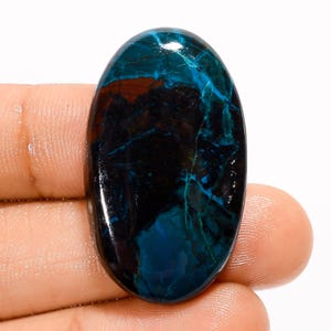 Cabochon de Shattuckite naturelle, dos plat, cristal poli, 35 x 20 x 6 mm, cristal de Shattuckite