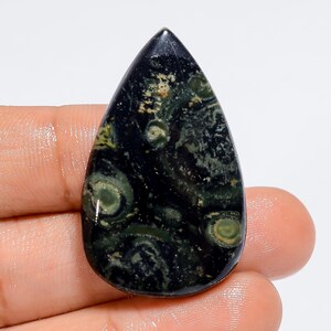 Natural Kambaba Jasper Gemstone Flat Back Polish Green Kambaba Jasper Stone 37X23X6 mm Size 44 Carat Star Galaxy Jasper Stone ( As Picture