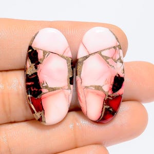 Natürliches rotes Büffel-Kupfer-Türkis-ovale Form-Cabochon-loses Edelstein-Paar für die Herstellung von Ohrringen 30 Ct. 29X14X2 mm (Paar wie Abbildung)