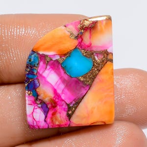 Pietra preziosa naturale sfusa cabochon di turchese ostrica a forma di fantasia per la creazione di gioielli, 21 carati, 21 x 17 x 3 mm (pietra come da foto)