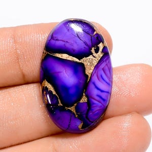 Natürliche Lila Kupfer Türkis Oval Form Cabochon Lose Edelstein für die Herstellung von Schmuck 24 Ct. 28X18X5 mm (Stein wie Abbildung)
