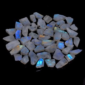 Pietra di luna arcobaleno naturale fetta pietra preziosa sciolta 50 pezzi lotto per fare gioielli 531 ct. 13X9 21 x 10 mm (pietra di luna come da foto)