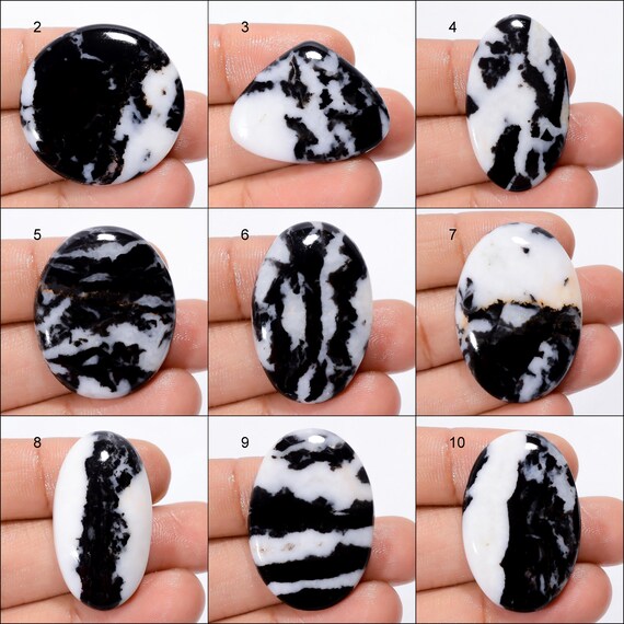 Natural Black Zebra Jasper Cabochon: Oval Balancing Crystal - Etsy