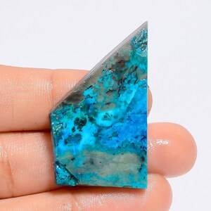 Crisocolla naturale a forma di fetta grezza, pietra preziosa sciolta per la creazione di gioielli, 45 carati, 39 x 22 x 5 mm (fetta come da immagine)
