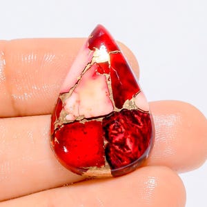 Red Buffalo Türkis Cabochon Birnenform Cabochon Lose Edelstein für die Herstellung von Schmuck 19 Ct 28X20X5mm ( Stein wie abgebildet )