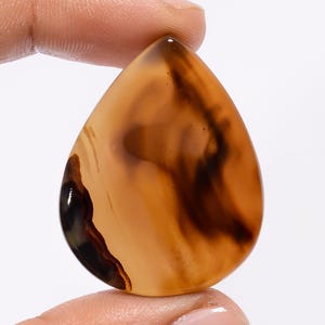Cabujón de ágata de Montana natural en forma de pera, piedra preciosa suelta para hacer joyas, peso de 46 quilates, tamaño 36 x 28 x 5 mm