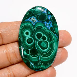Malachite naturale crisocolla, pietra preziosa sciolta a forma ovale cabochon per la creazione di gioielli, 77 ct, 49 x 30 x 5 mm (malachite come da foto).