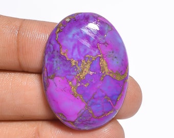 Cabochon turquoise en cuivre violet naturel, pierre turquoise pourpre, 33 x 24 x 5 mm, taille 35 carats, dos plat poli des deux côtés (turquoise comme sur la photo)