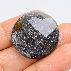 Natürliche schwarze Sonnenstein runde Form facettierte lose Edelstein für geschnittene Sonnenstein Herstellung Schmuck 34 Ct. 24X24X5 mm (Stein wie Abbildung)