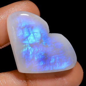 Natürliche Regenbogen Mondstein Herzform Cabochon Lose Edelstein für die Herstellung von Schmuck 40 Ct. 20X32X6 mm (Stein wie in Abbildung)
