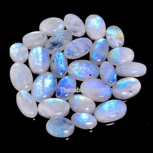 Cabochão de pedra da lua arco-íris / Pedra preciosa de pedra da lua em formato oval / Pedra da lua polida / Cristal de pedra da lua / Lote de atacado de pedra da lua / Presente para ela