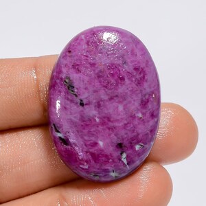 Cabochon de rubis naturel, cristal de rubis rose, pierre précieuse de rubis en vrac, pierre de rubis polie des deux côtés, forme ovale de 32 x 23 x 6 mm (pierre comme sur la photo)