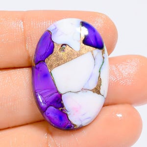 Cabochon ovale in turchese naturale viola rosa bianco bufalo rame pietra preziosa sciolta per la creazione di gioielli 25 carati. 29 x 20 x 5 mm (pietra come da immagine)
