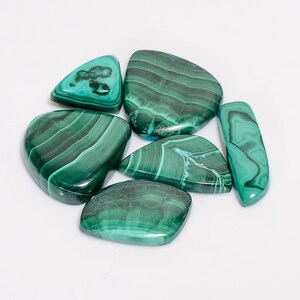 Cabochon en malachite naturelle, pierres précieuses en vrac, lot de 6 pcs pour la fabrication de bijoux 164 carats 17 x 14 27 x 24 mm (pierre comme sur l'image)