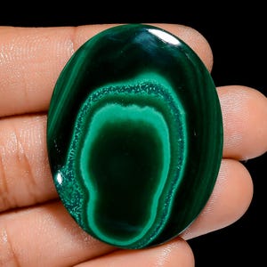 Pietra preziosa sciolta cabochon ovale in malachite naturale per realizzare gioielli, 65 carati, 39 x 30 x 3 mm (malachite come da foto)