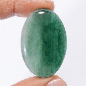 Pietra preziosa di avventurina verde naturale, pietra ovale verde, avventurina verde cabochon, cristallo verde, 40 x 26 x 6 mm, pietra da 60 carati (pietra come immagine