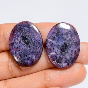 Paire de pierres précieuses cabochons de forme ovale en saphir rose trapiche naturel pour faire des boucles d'oreilles 59 carats 26 x 19 x 3 mm (comme sur la photo)
