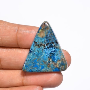 Pedras preciosas de azurita natural, cabochão em forma de triângulo, pedras de azurita, 33x29x5 mm, pedras de azurita de 45 quilates (azurita como imagem