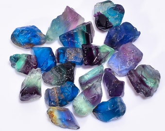 Fragmentos de cristal de fluorita arcoíris en bruto: piedra curativa para la Wicca, fabricación de joyas