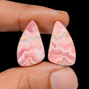 Par de pedras preciosas soltas de cabochão de formato extravagante de rodocrosita natural para fazer brincos 26 Ct. 21X12X3mm (par como na imagem)