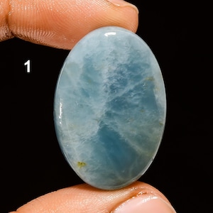 Cabochon di acquamarina naturale Pietra preziosa acquamarina sciolta Cristallo acquamarina Pietra acquamarina lucida su entrambi i lati